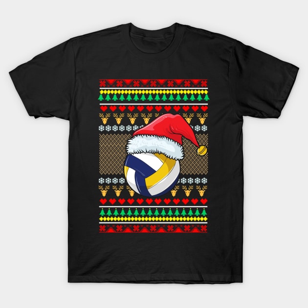 Xmas Volleyball Funny Santas Hat Christmas Gift Design T-Shirt by Dr_Squirrel